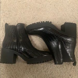 Black snake skin booties